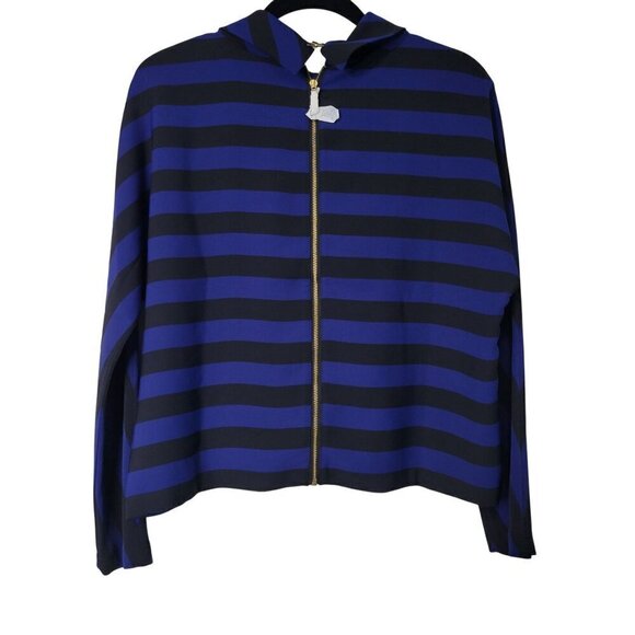 NWT Chico's Black Label Miter Stripe Top Blouse Black & Royal Blue Size S (0) - Picture 9 of 13